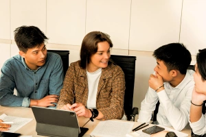 AnySecura team discussing a project
