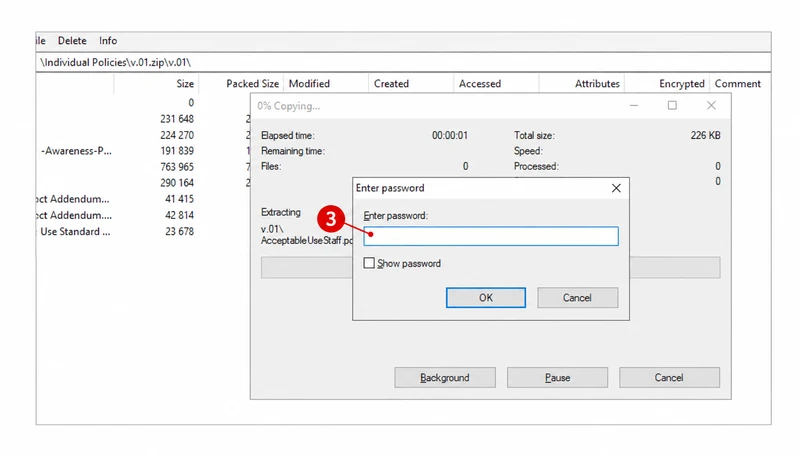 Step 3: enter the correct password when 7-Zip requests it during extraction