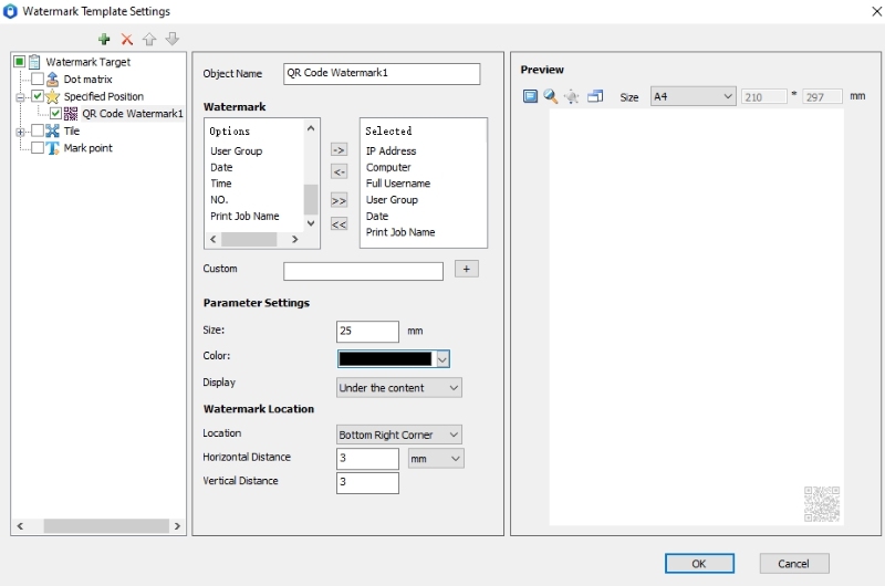 content of qr code in print