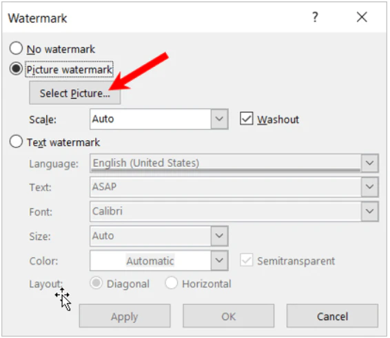 add watermark in word