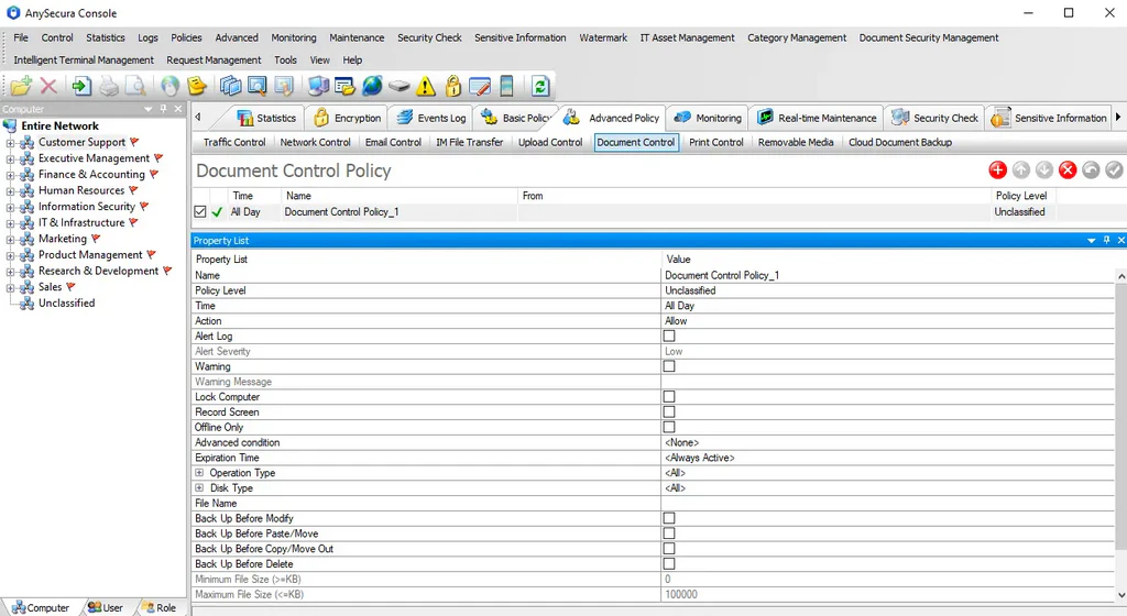 AnySecura dashboard screenshot