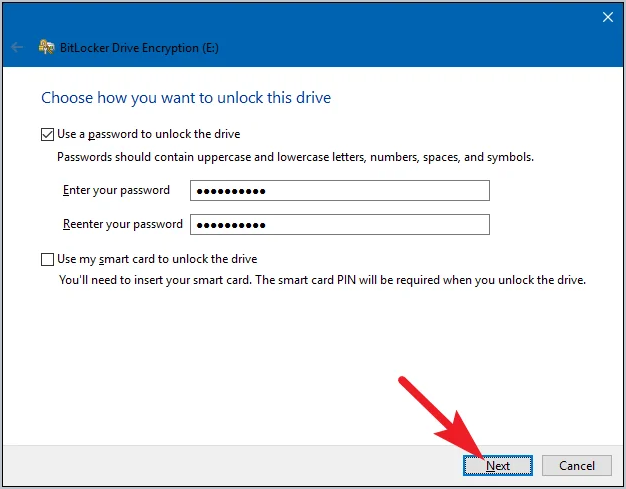 bitlocker to go wizard asking for a password to unlock a removable drive