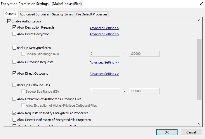 encryption permission setting