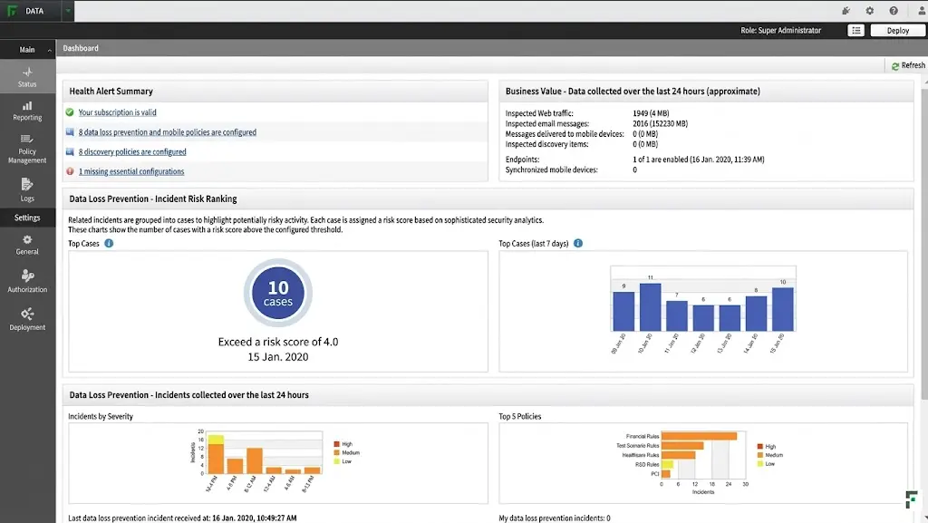 Forcepoint DLP screenshot