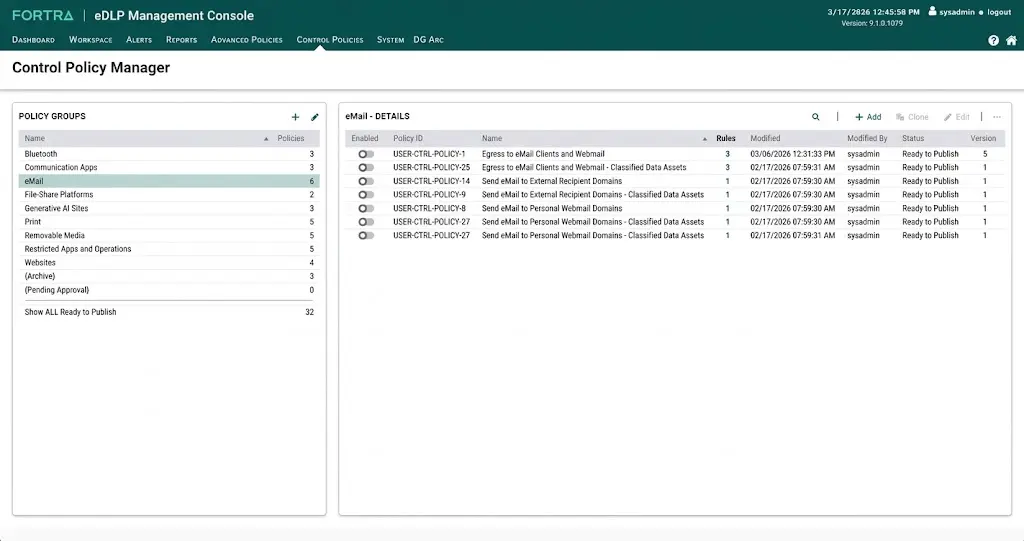 Fortra DLP screenshot