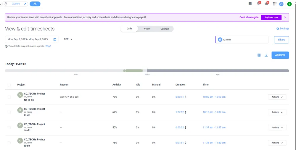 Hubstaff Timesheet