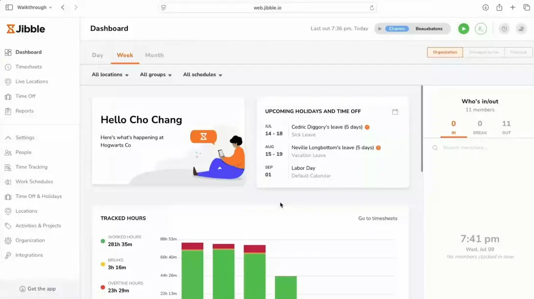 Jibble employee monitoring software screenshot