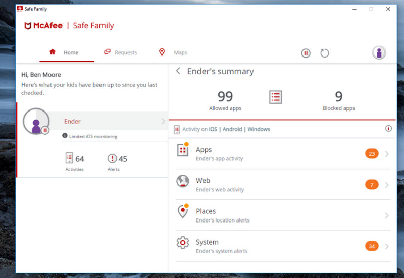 McAfee Safe Family Parental Control Software
