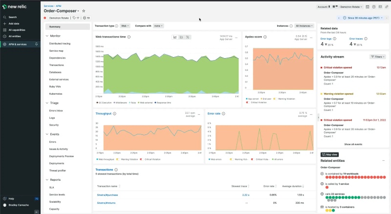New Relic application monitoring tools