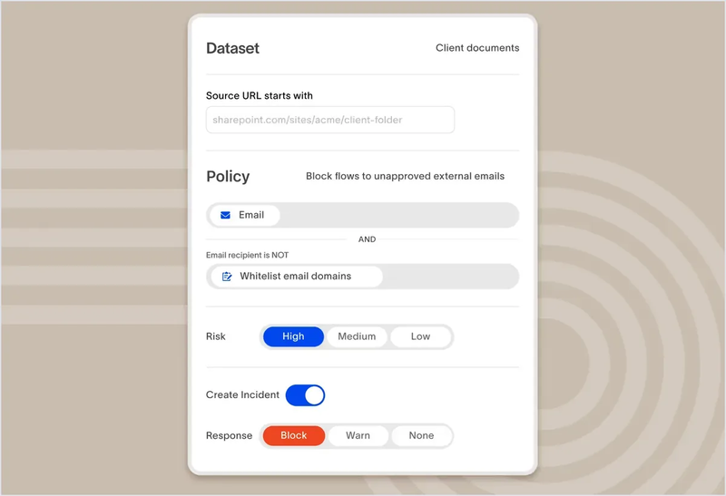 Cyberhaven real-time DLP action and data lineage dashboard