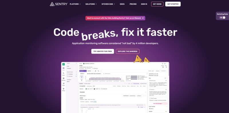 sentry web application monitoring tools