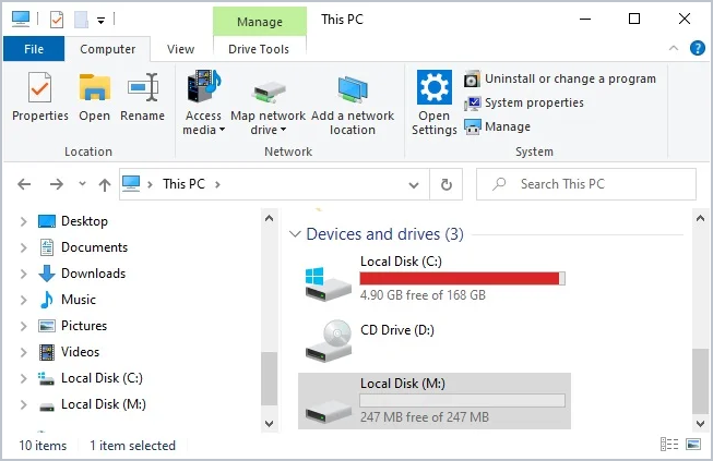 the mounted veracrypt container appearing as a local disk in windows file explorer