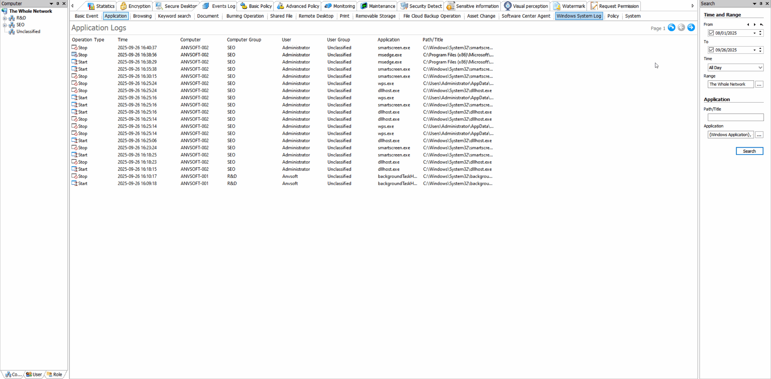 Application Usage Logs demonstration