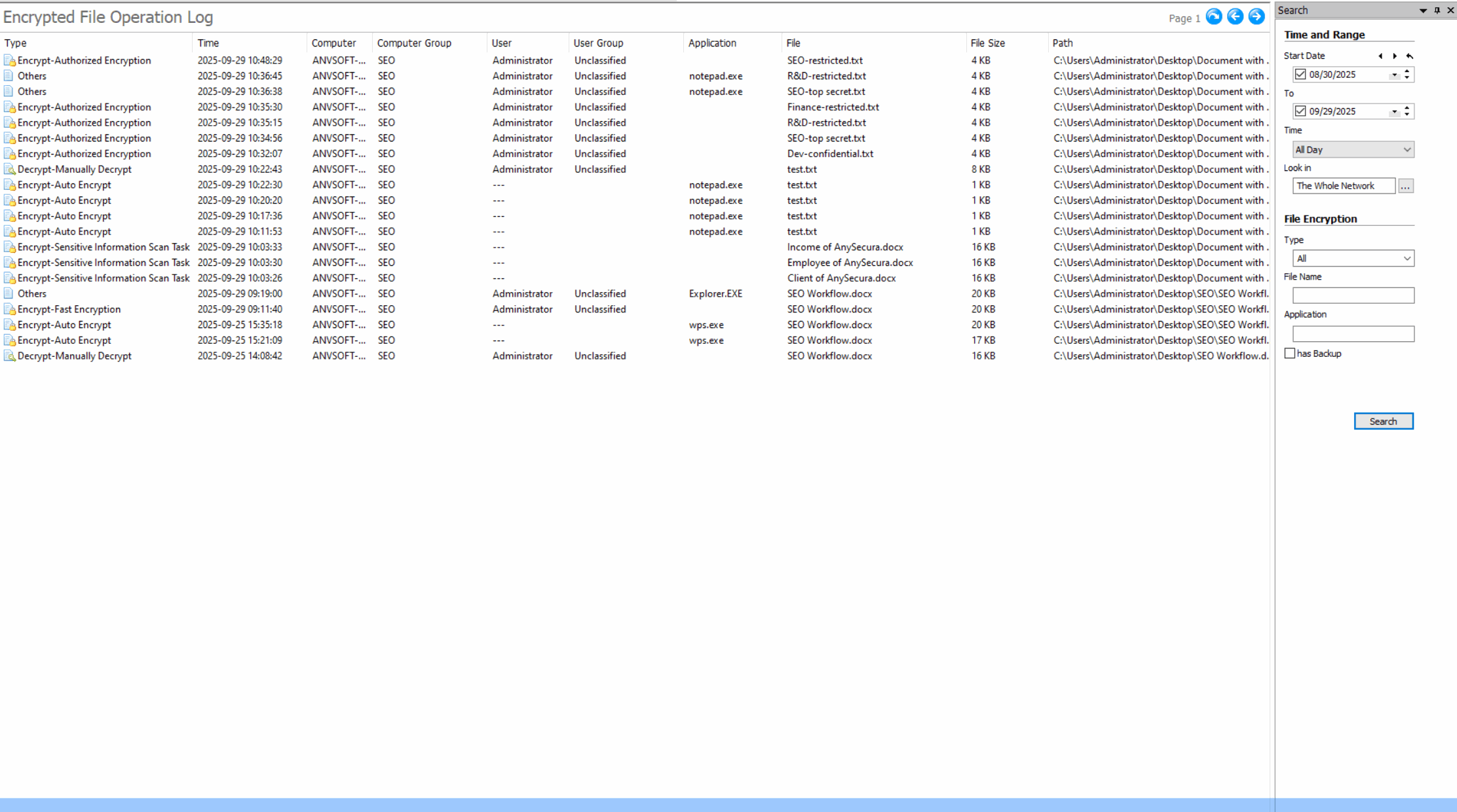 Encryption Activity Logs demonstration