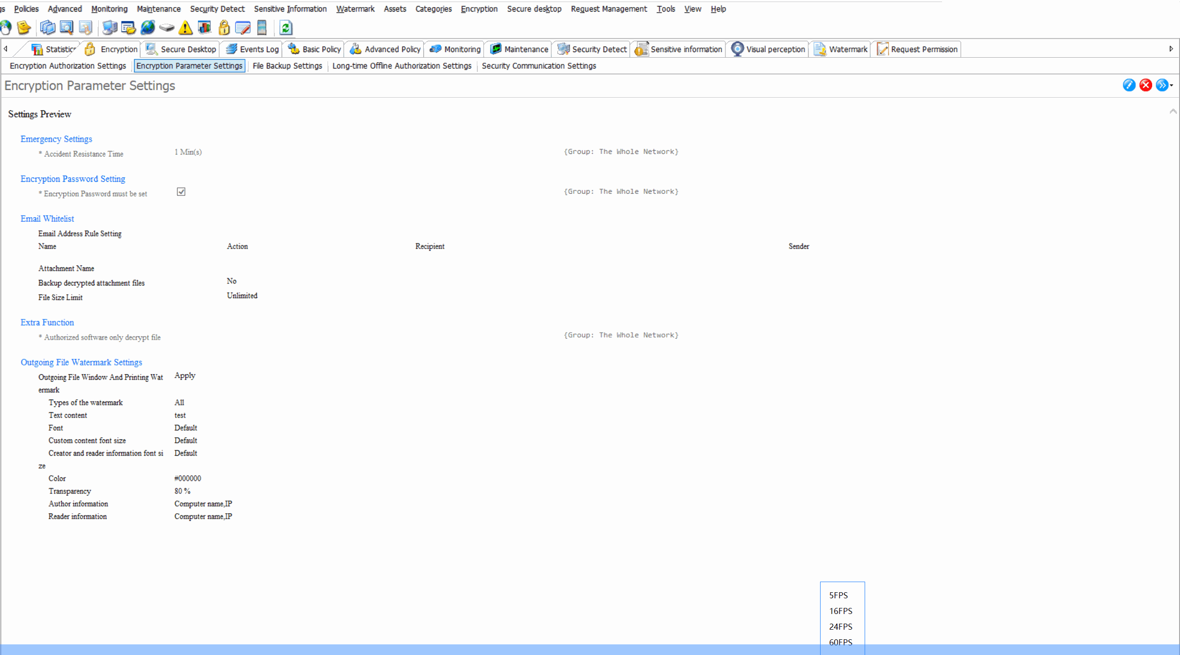Encryption Parameter Settings demonstration