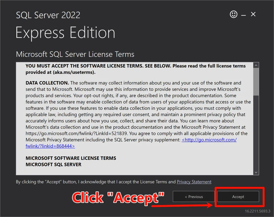 SQL Server installer: license and path