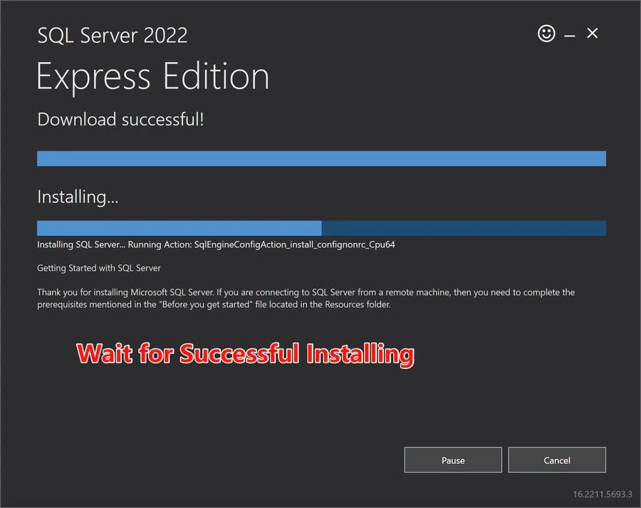 SQL Server installer: install progress