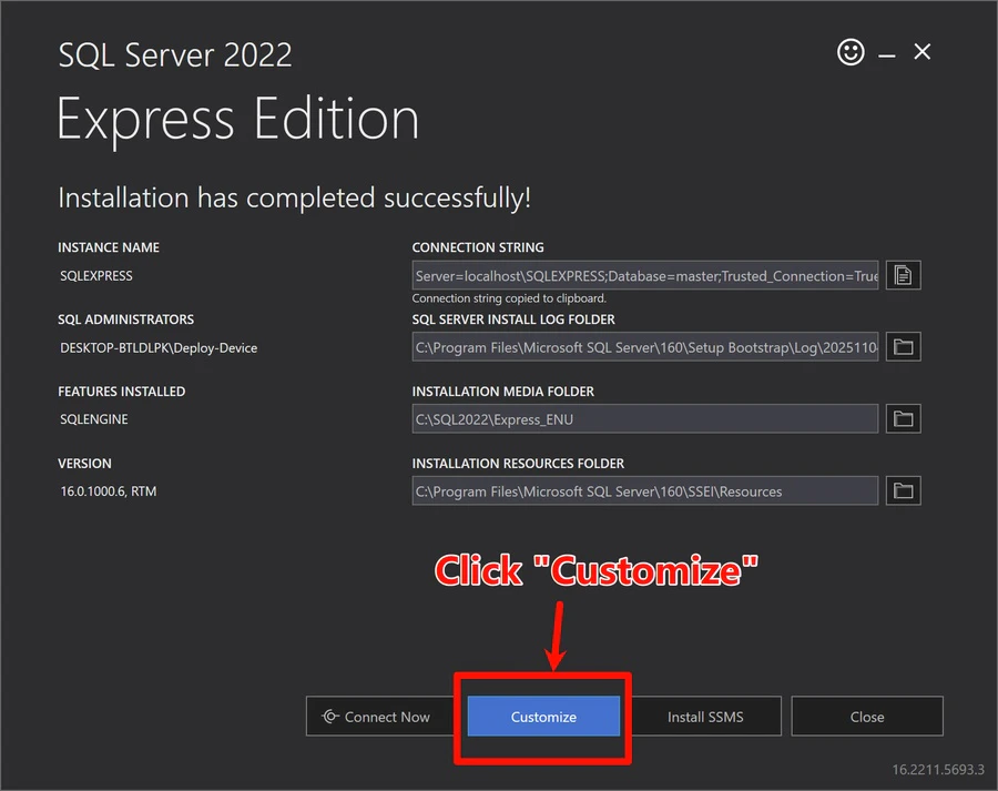 customize SQL Server installation