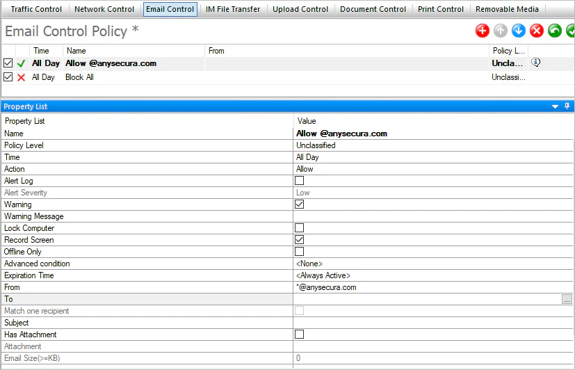 Email Control Policy