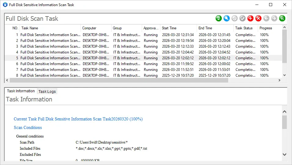 Full Disk Scan Task Interface