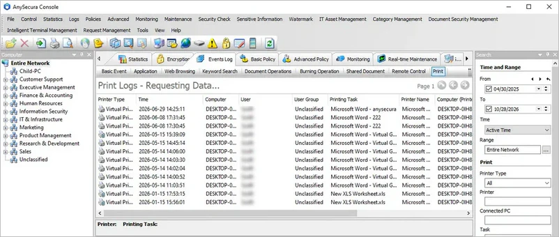 Print log audit