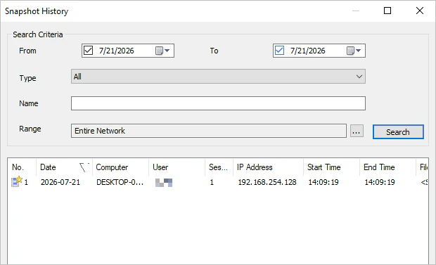 snapshot history