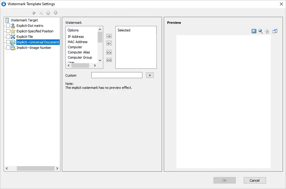 Watermark Configuration
