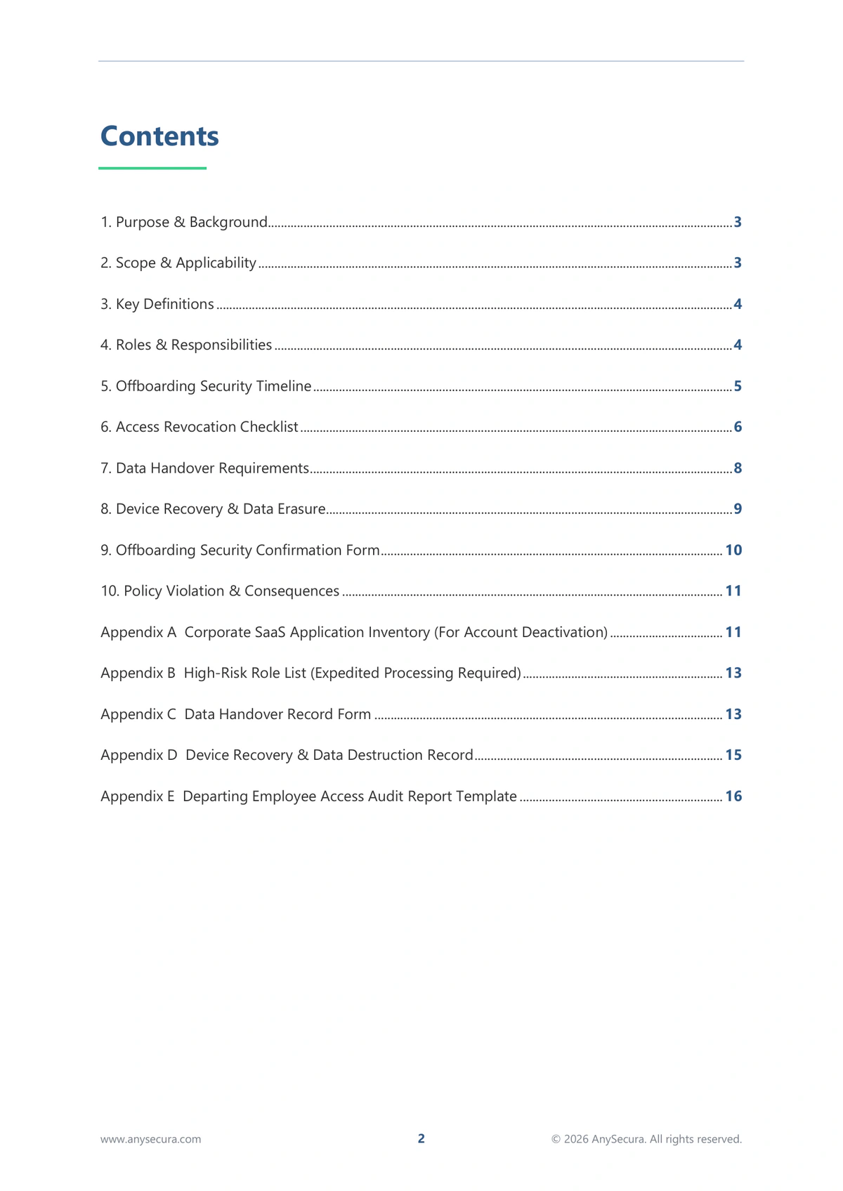 Employee Offboarding Security Policy Template preview