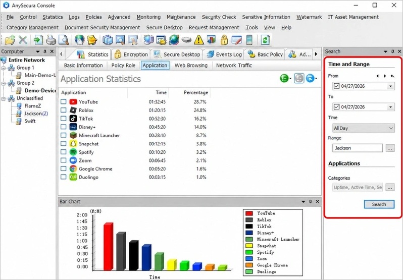 AnySecura logs all activity