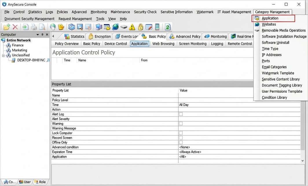 AnySecura Application Category