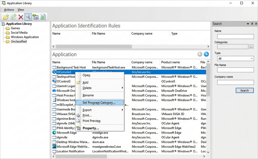 AnySecura Application Category