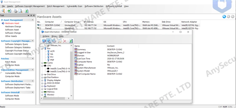 AnySecura Asset Management interface