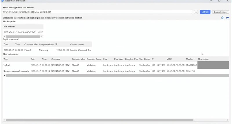 AnySecura Document Watermark Extraction interface