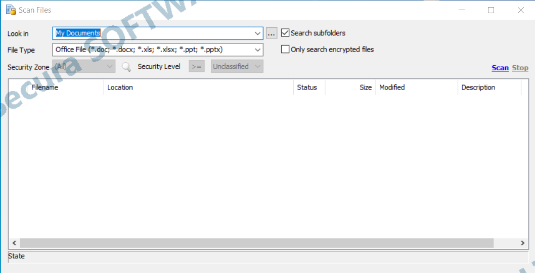 AnySecura Encrypted Document Scan Tool interface