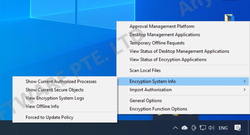 AnySecura Encrypted System Information interface
