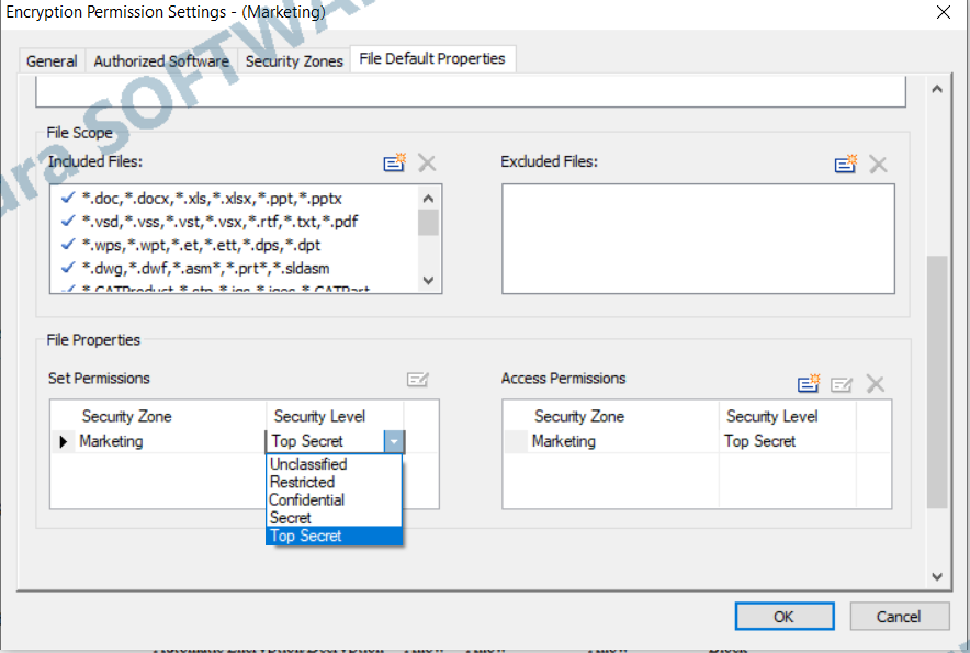 AnySecura Modify Encrypted Document Security Attributes interface