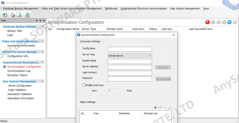 AnySecura Organizational Structure Synchronization interface