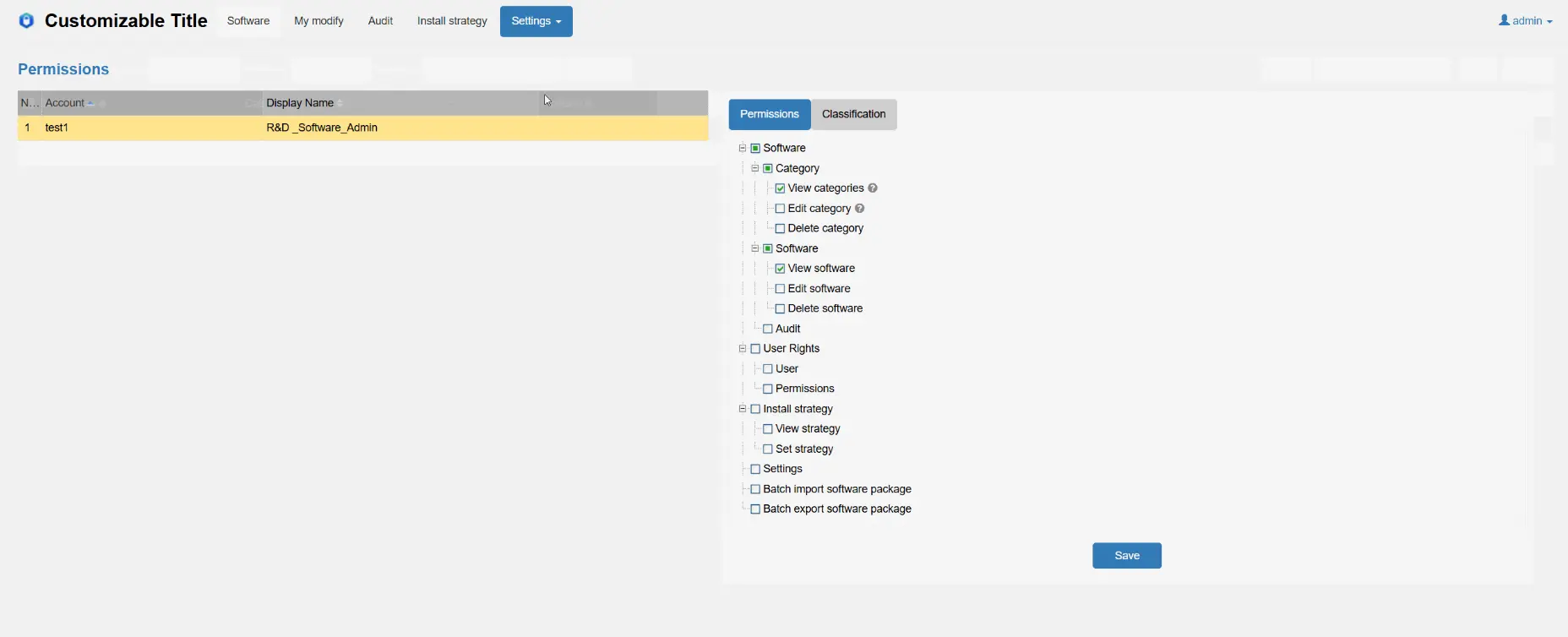 AnySecura Settings - Permission Management interface