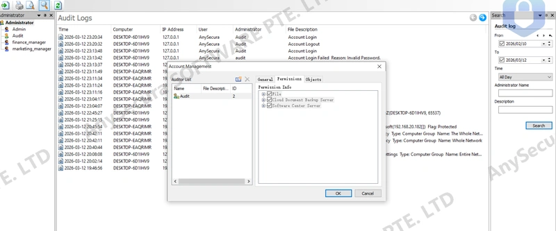 AnySecura Using the Audit Console interface