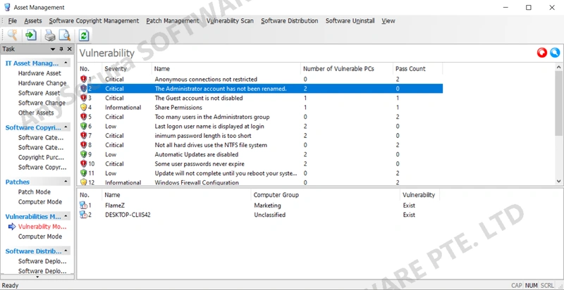 AnySecura Vulnerability Assessment interface
