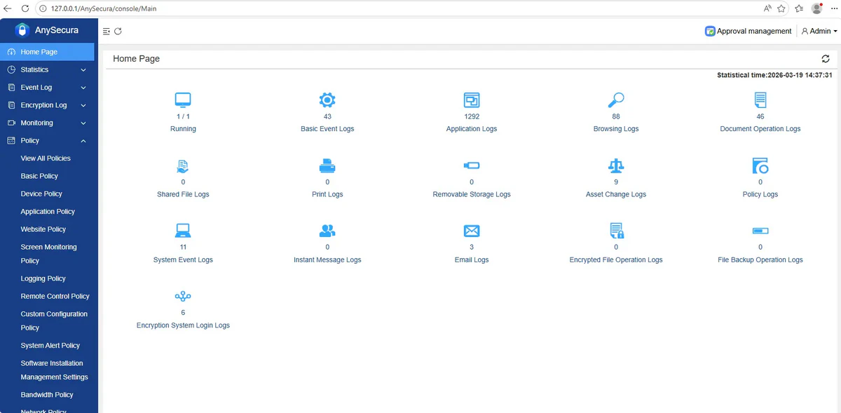 AnySecura Home interface
