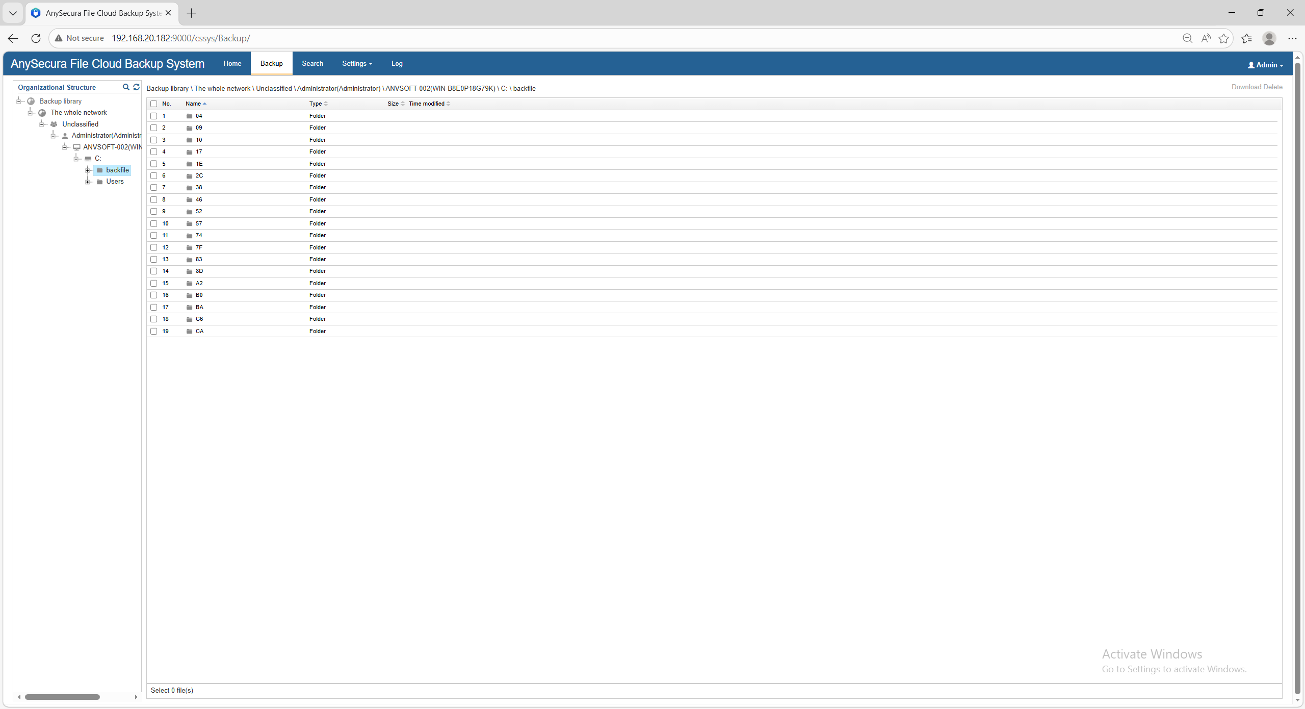 AnySecura WEB Management Portal interface